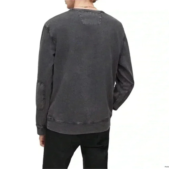 JOHN VARVATOS Darien Long Sleeve Garment Dye Terry Sweatshirt In Grey Size M - Picture 3 of 12